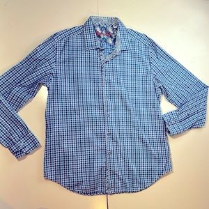 Robert Graham Blue & White Mini Squares Long Sleeve Button Down Men’s Shirt‎ XL